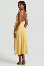 Chic Modal A-Line Midaxi Dress in Pastel Yellow
