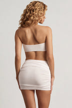 Chic Textured Jersey Asymmetric Mini Dress in White