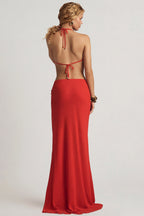 Chic Mid-Rise Split Maxi Skirt in Chilli Red