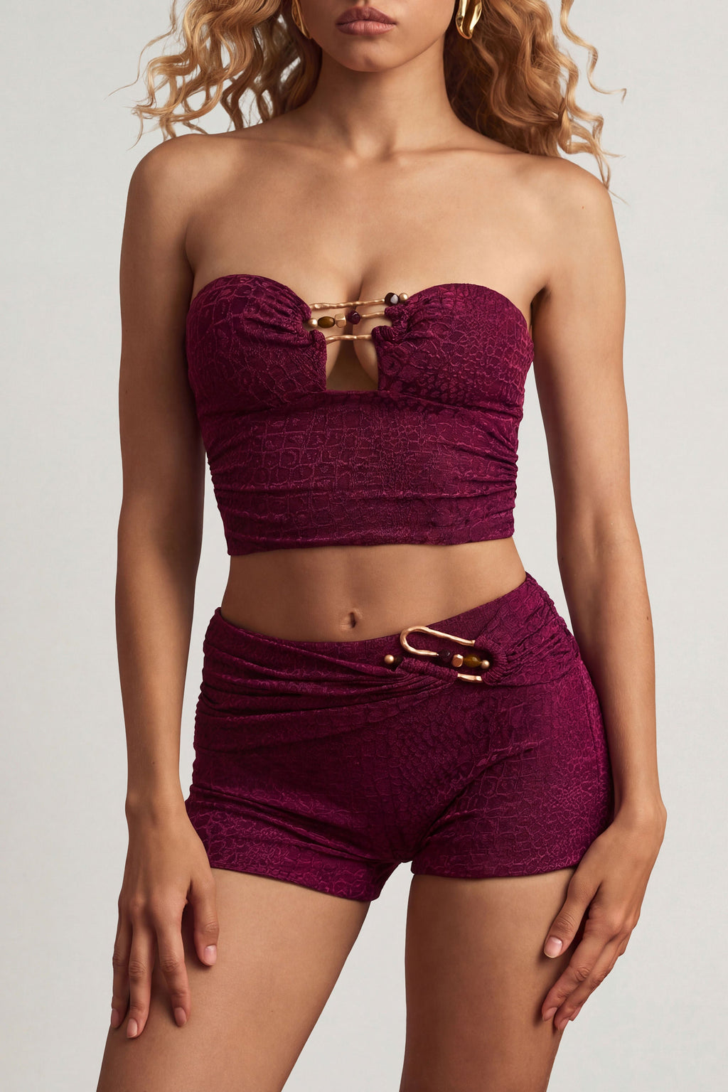 Chic Mid-Rise Shorts in Berry Purple