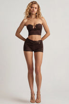 Chic Mid-Rise Shorts in Dark Chocolate