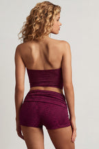 Chic Hardware-Detail Bandeau Crop Top in Berry Purple