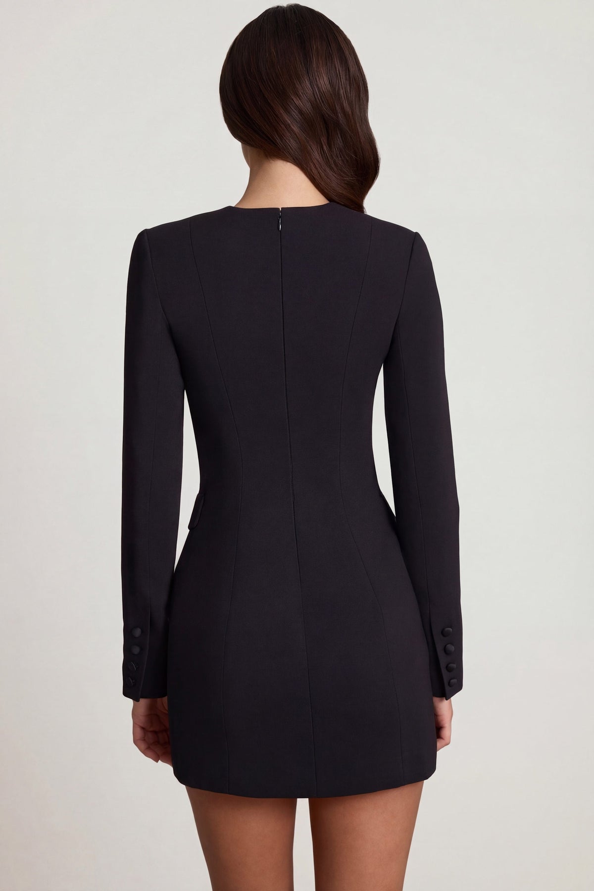 Chic Structured Single-Breasted Blazer Mini Dress in Black