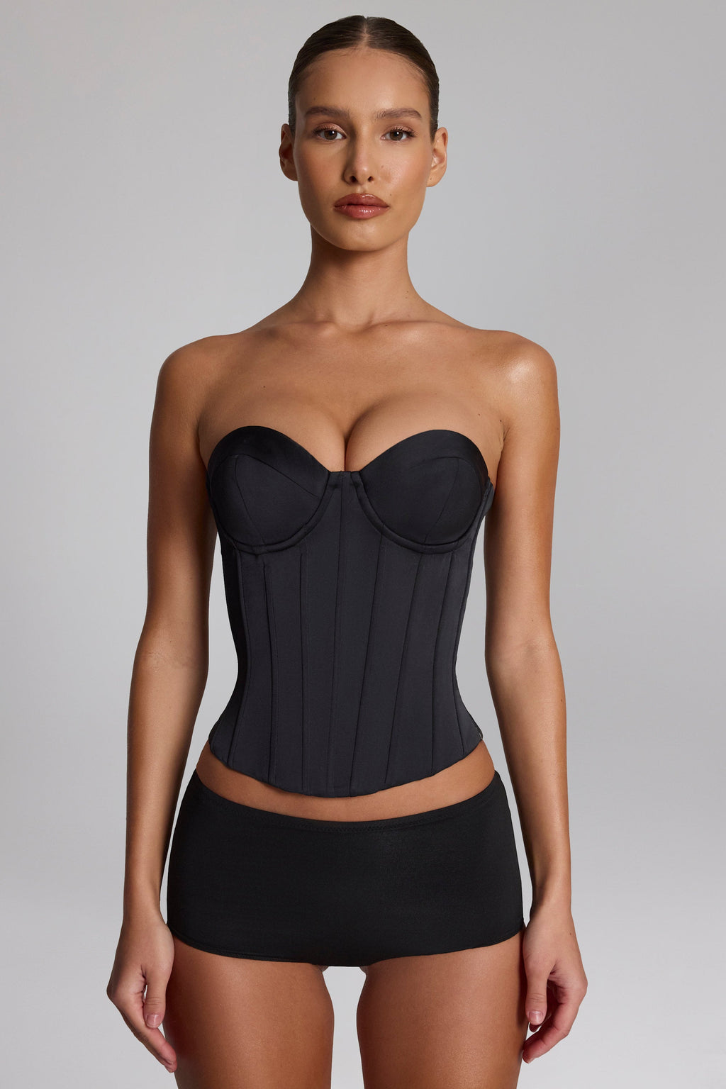 Chic Slinky Jersey Low-Rise Hot Pants in Black