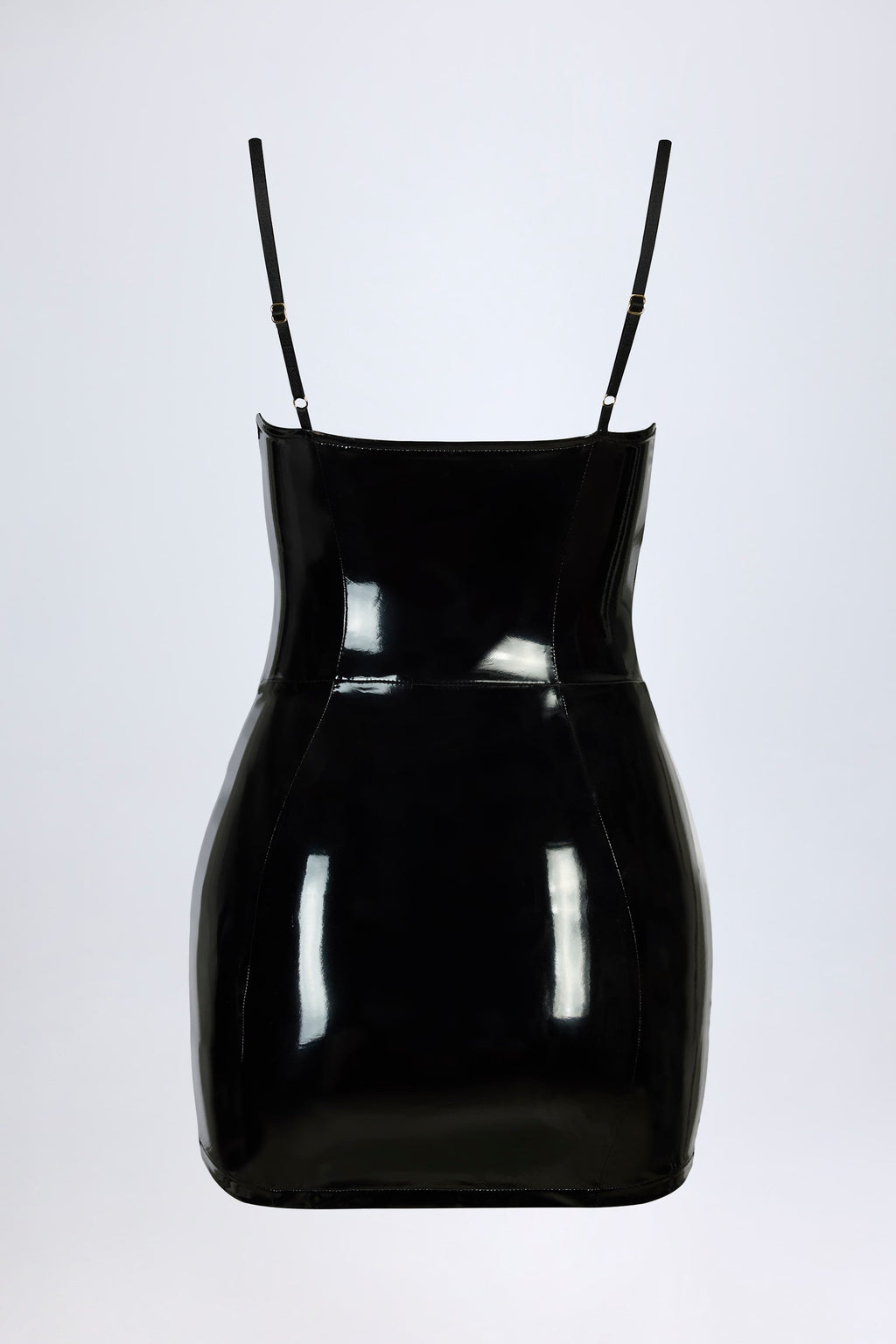 Chic Vinyl Corset Mini Dress in Black