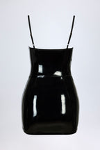 Chic Vinyl Corset Mini Dress in Black