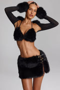 Chic Faux Fur Triangle Bralette in Black