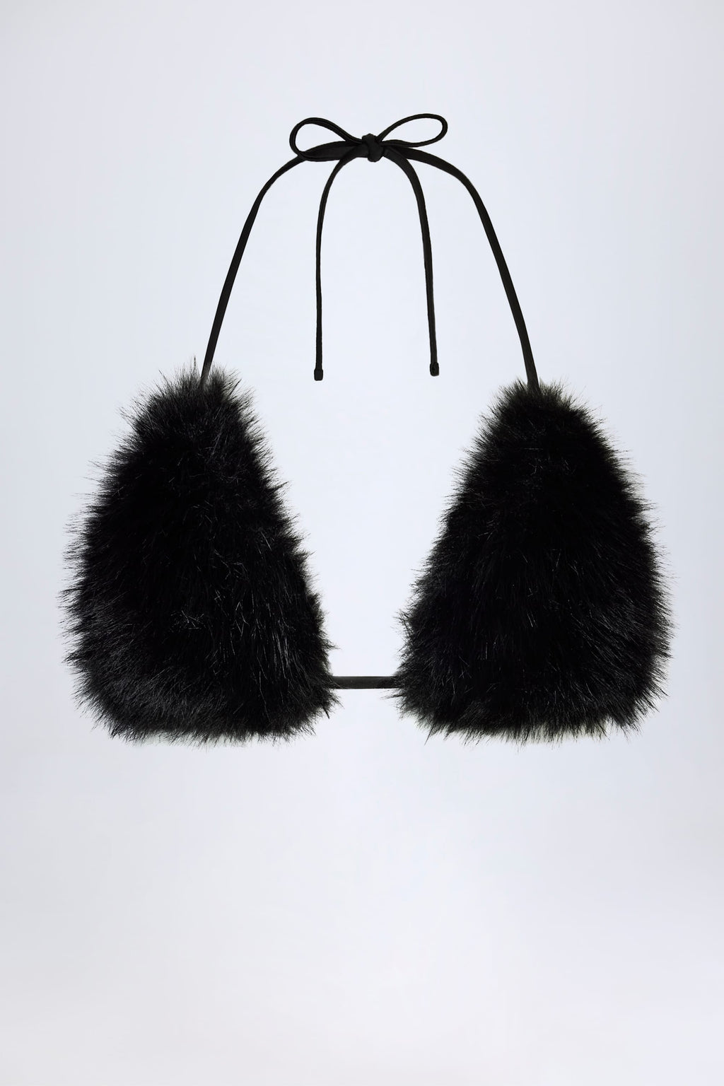 Chic Faux Fur Triangle Bralette in Black