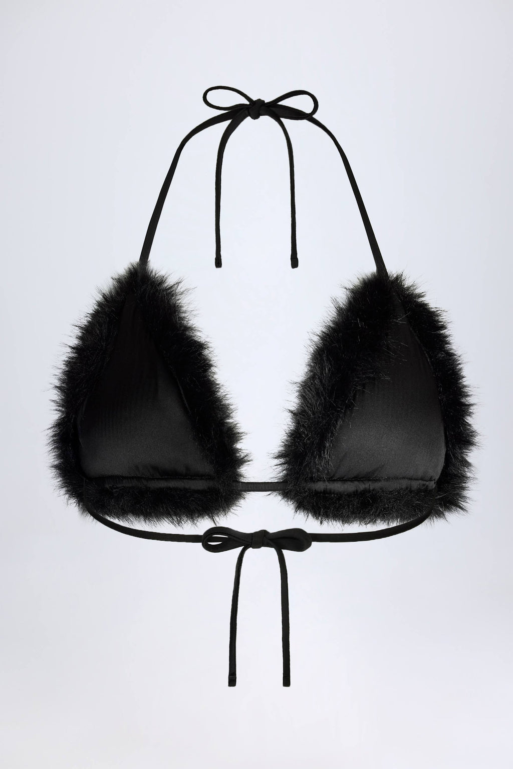 Chic Faux Fur Triangle Bralette in Black