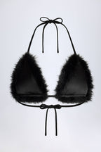 Chic Faux Fur Triangle Bralette in Black