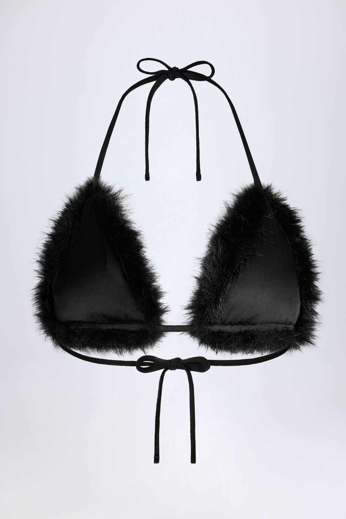 Chic Faux Fur Triangle Bralette in Black