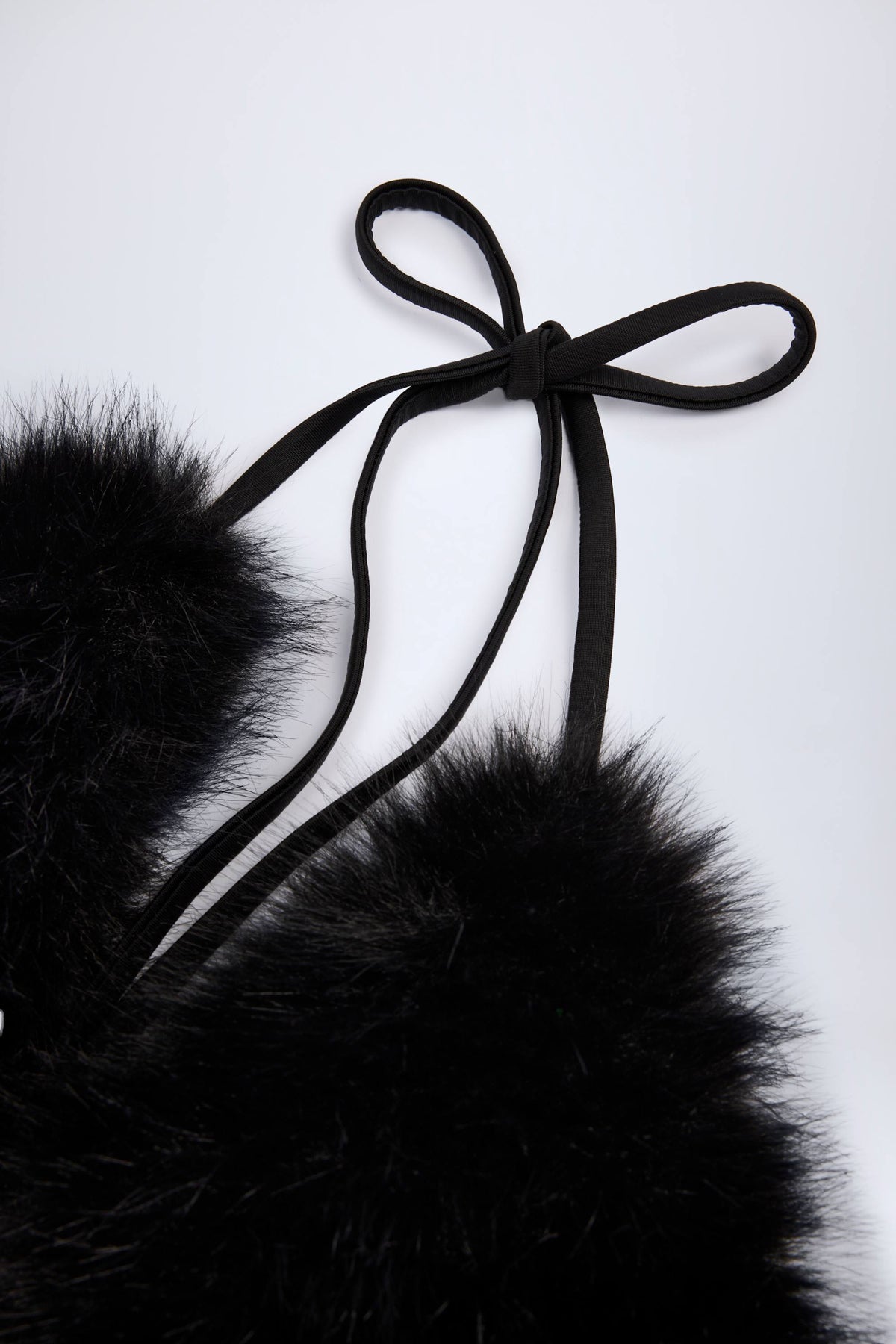 Chic Faux Fur Triangle Bralette in Black