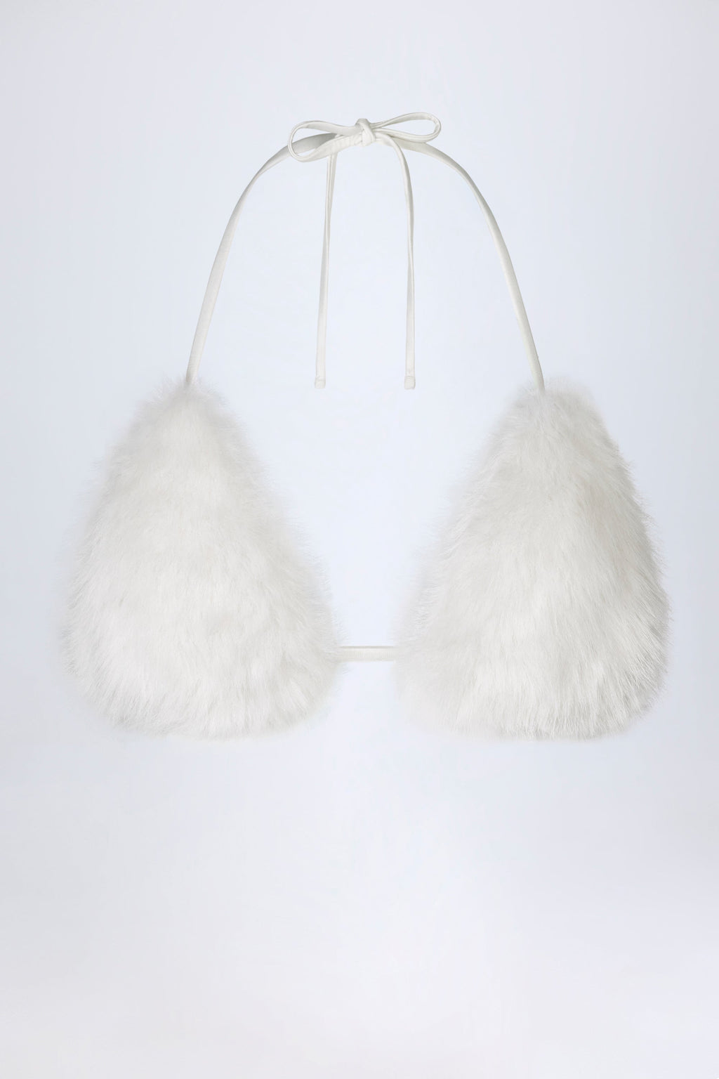 Chic Faux Fur Triangle Bralette in White