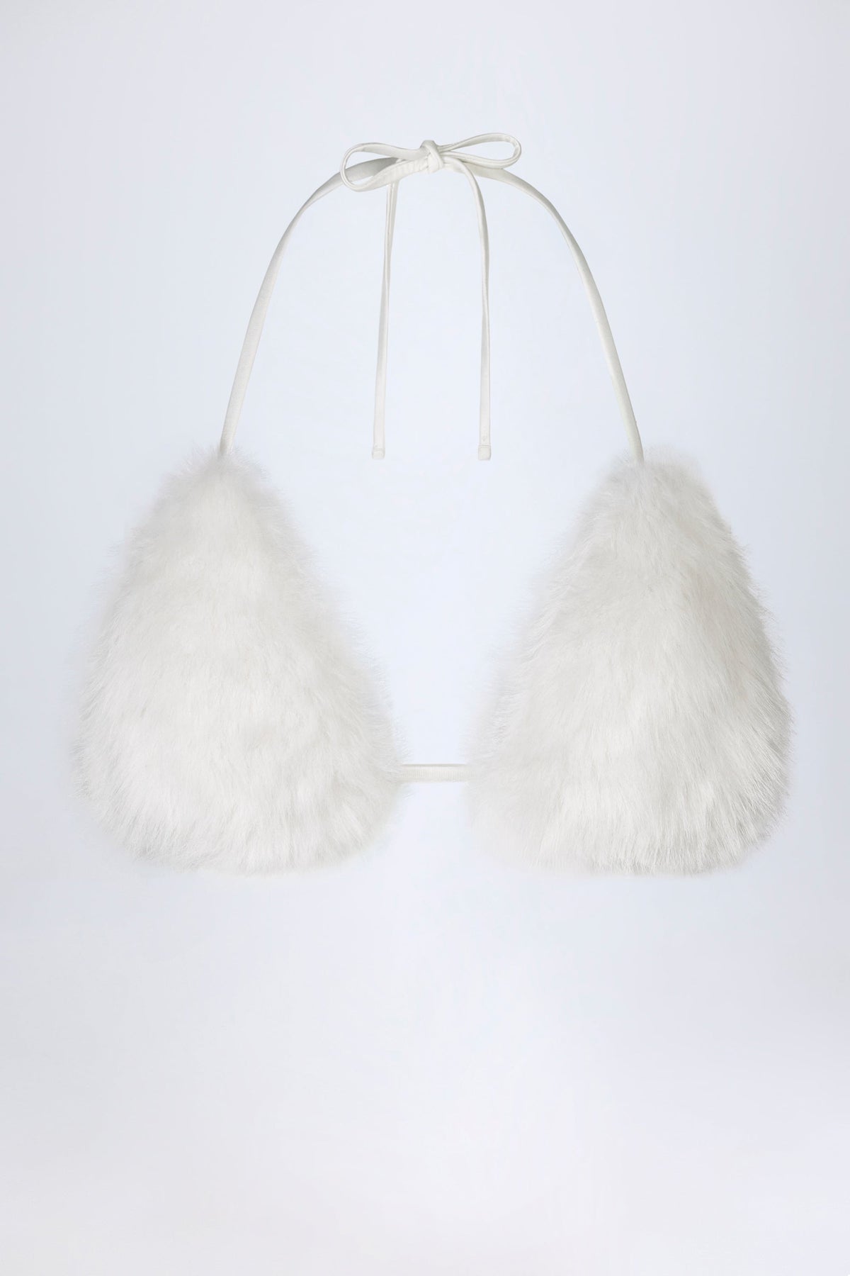 Chic Faux Fur Triangle Bralette in White
