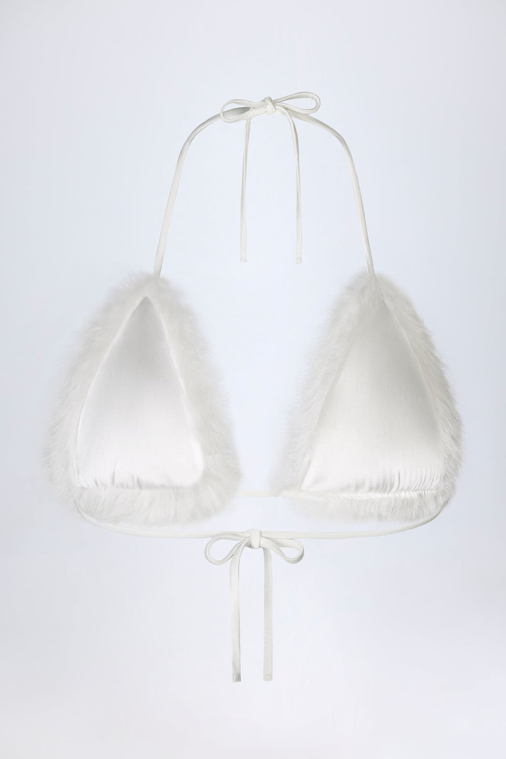 Chic Faux Fur Triangle Bralette in White