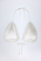 Chic Faux Fur Triangle Bralette in White