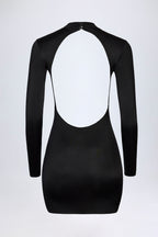 Chic Slinky Jersey Backless Mini Dress in Black