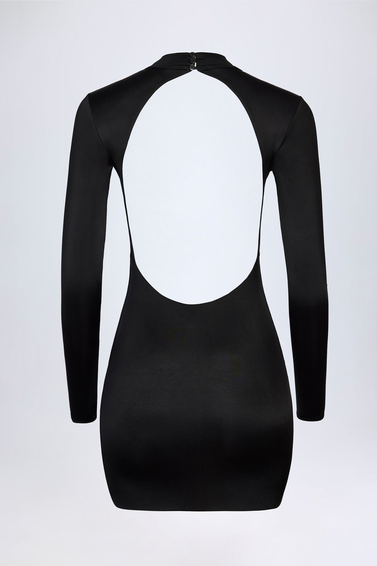Chic Slinky Jersey Backless Mini Dress in Black
