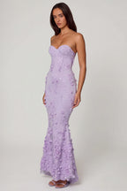 Chic Lace-Up Corset Maxi Dress in Lilac