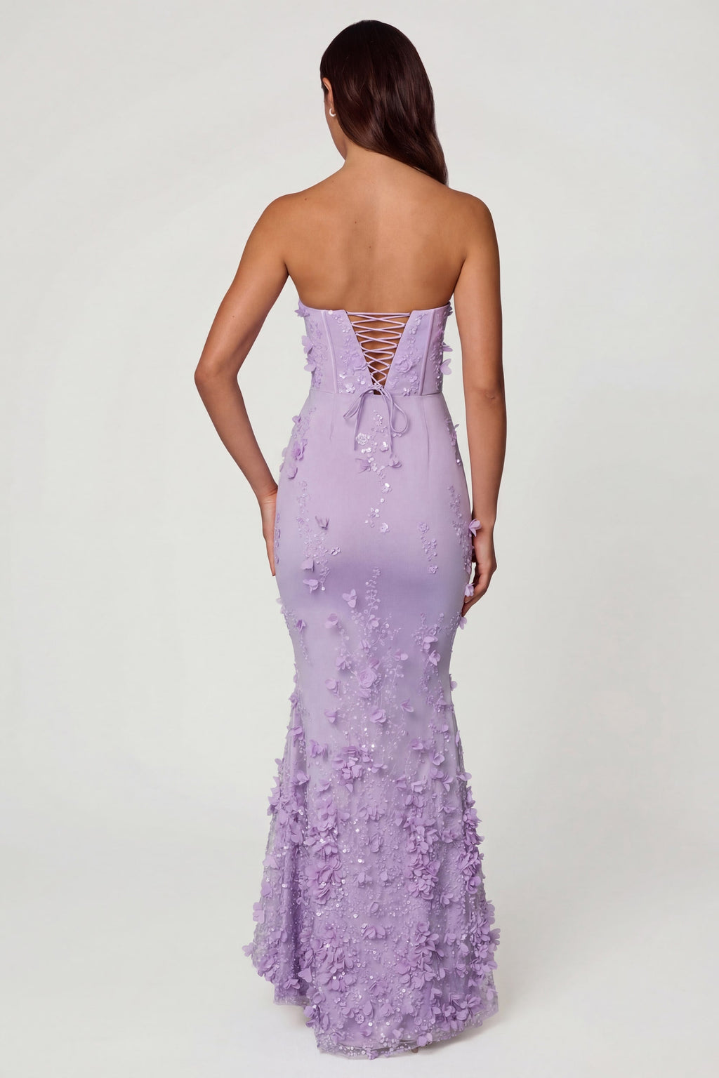 Chic Lace-Up Corset Maxi Dress in Lilac