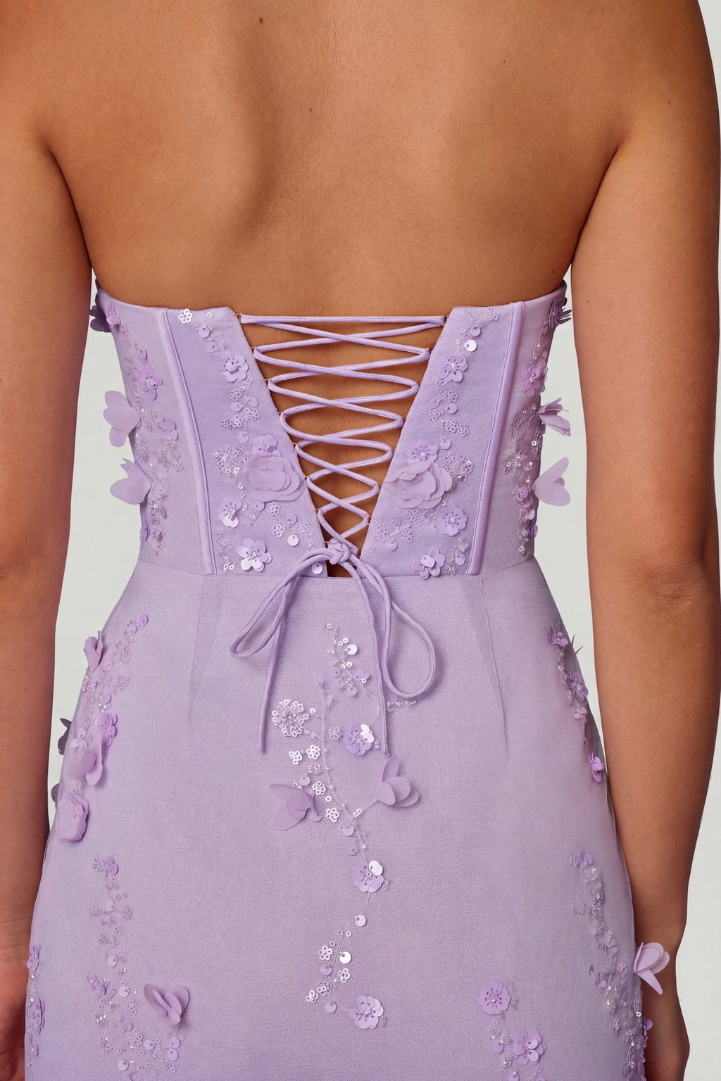 Chic Lace-Up Corset Maxi Dress in Lilac