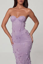 Chic Lace-Up Corset Maxi Dress in Lilac