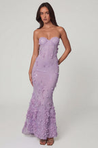 Chic Lace-Up Corset Maxi Dress in Lilac