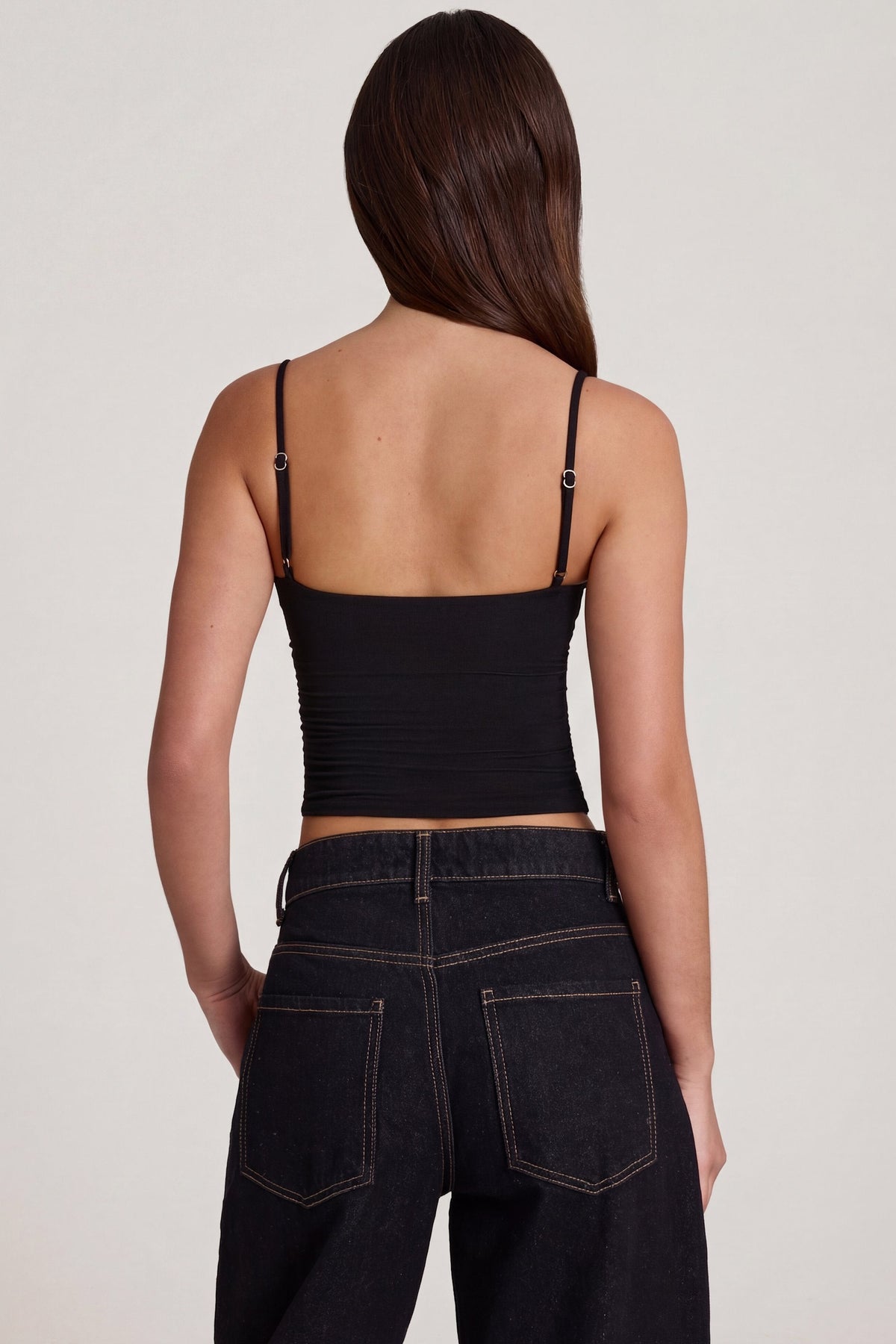 Chic Modal Underwired Camisole Ruched Top in Black