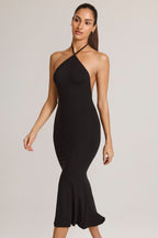 Chic Modal Halterneck Midaxi Dress in Black