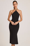 Chic Modal Halterneck Midaxi Dress in Black