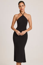 Chic Modal Halterneck Midaxi Dress in Black