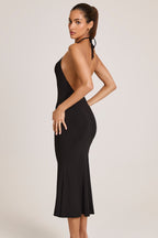 Chic Modal Halterneck Midaxi Dress in Black