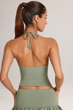 Chic Modal Halterneck Top in Sage Green