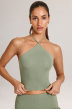 Chic Modal Halterneck Top in Sage Green