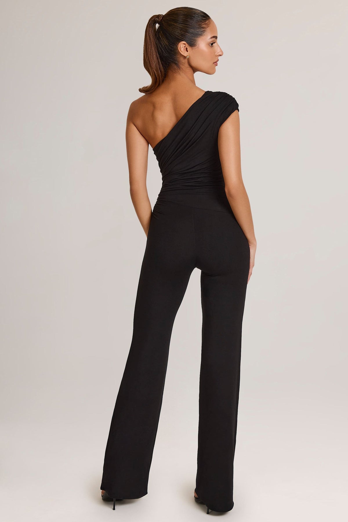 Chic Modal One-Shoulder Jumpsuit in Black