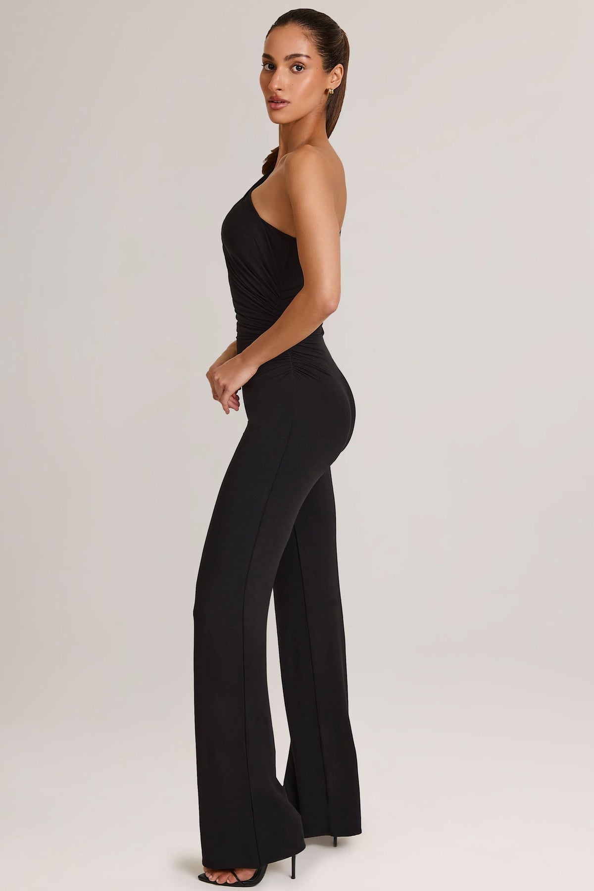 Chic Modal One-Shoulder Jumpsuit in Black