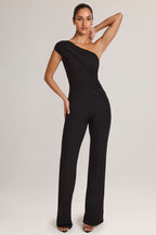 Chic Modal One-Shoulder Jumpsuit in Black