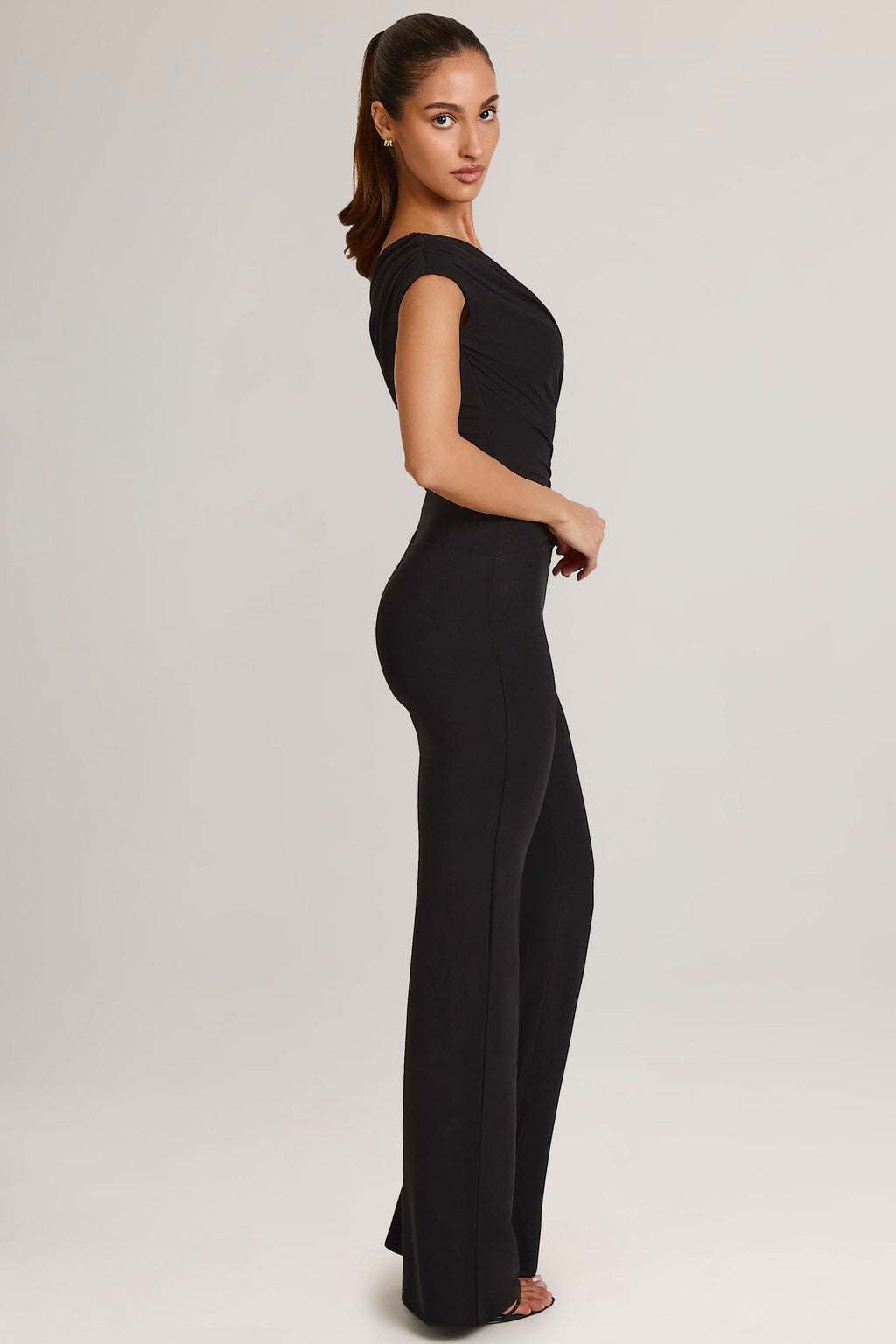 Chic Modal One-Shoulder Jumpsuit in Black