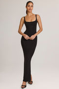 Chic Modal Square Neck Maxi Dress in Black