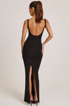 Chic Modal Square Neck Maxi Dress in Black