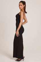 Chic Modal Square Neck Maxi Dress in Black