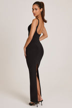 Chic Modal Square Neck Maxi Dress in Black