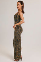 Chic Modal Square Neck Maxi Dress in Leopard Print