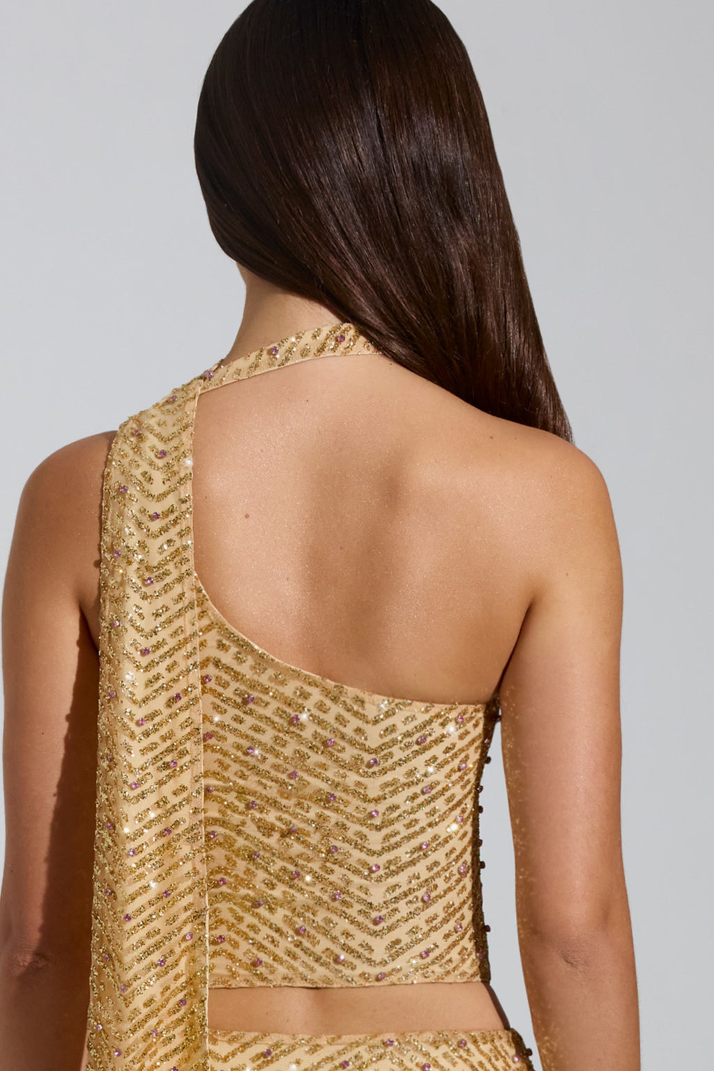 Chic Embellished Low-Rise A-Line Micro Mini Skirt in Gold