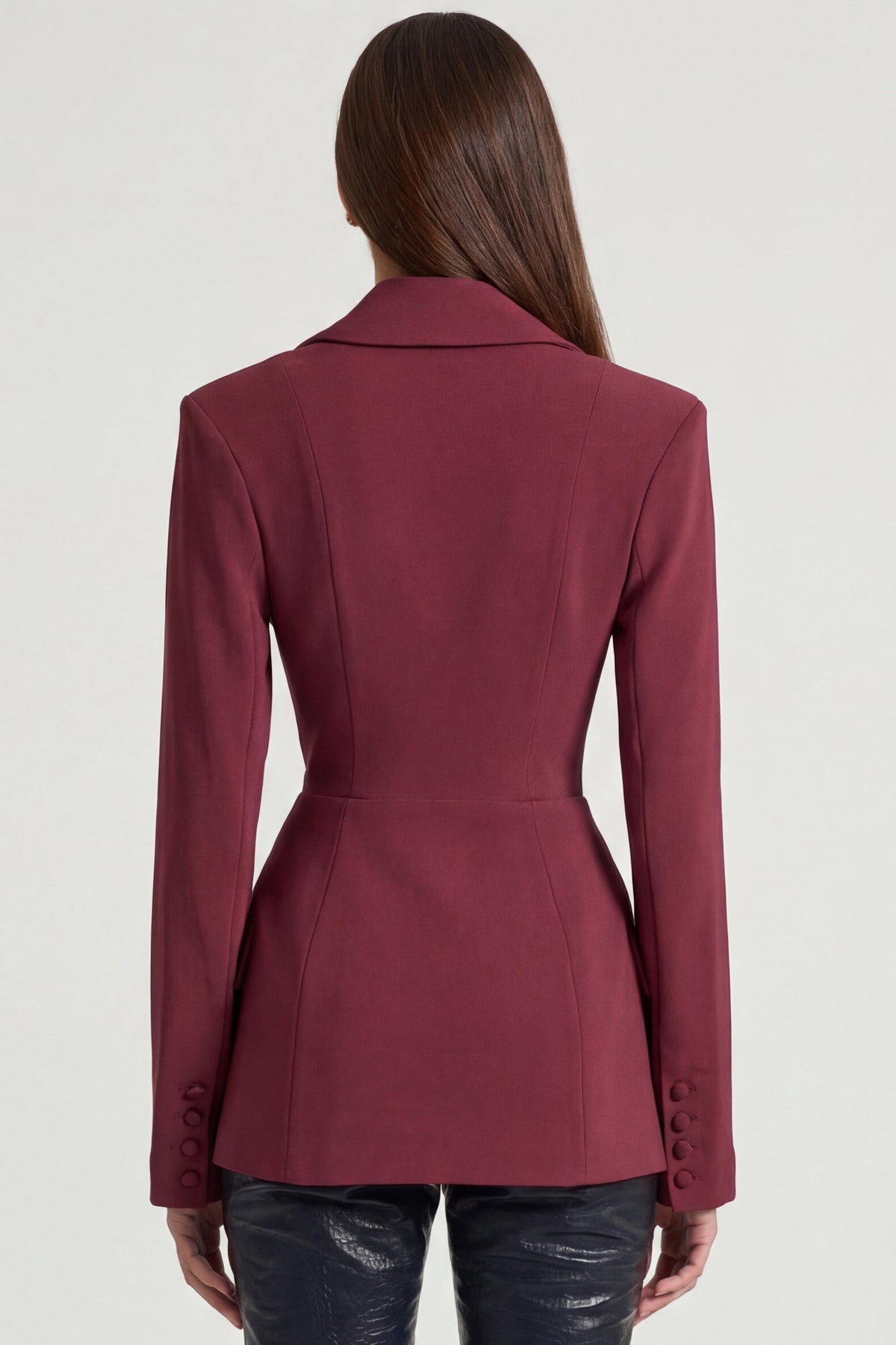 Chic Structured Double-Breasted Blazer in Burgundy