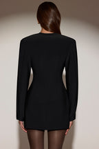 Chic Single-Breasted Blazer Mini Dress in Black