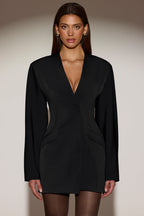 Chic Single-Breasted Blazer Mini Dress in Black