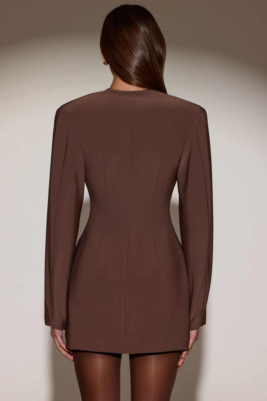 Chic Single-Breasted Blazer Mini Dress in Chocolate Brown