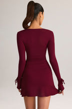 Chic Modal Long-Sleeve Mini Dress in Wine