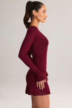 Chic Modal Long-Sleeve Mini Dress in Wine